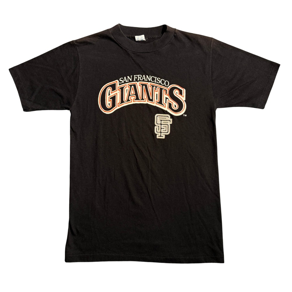 Vintage 80s San Francisco Giants T Shirt Artex Single Stitch Black MLB Mens S/M